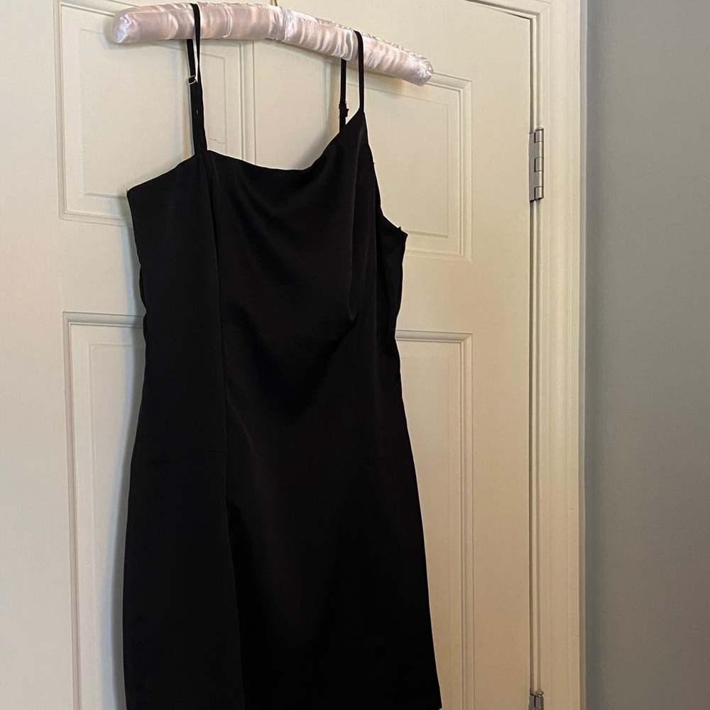 Cotton Candy Black Mini Slip Dress with Adjustable Straps